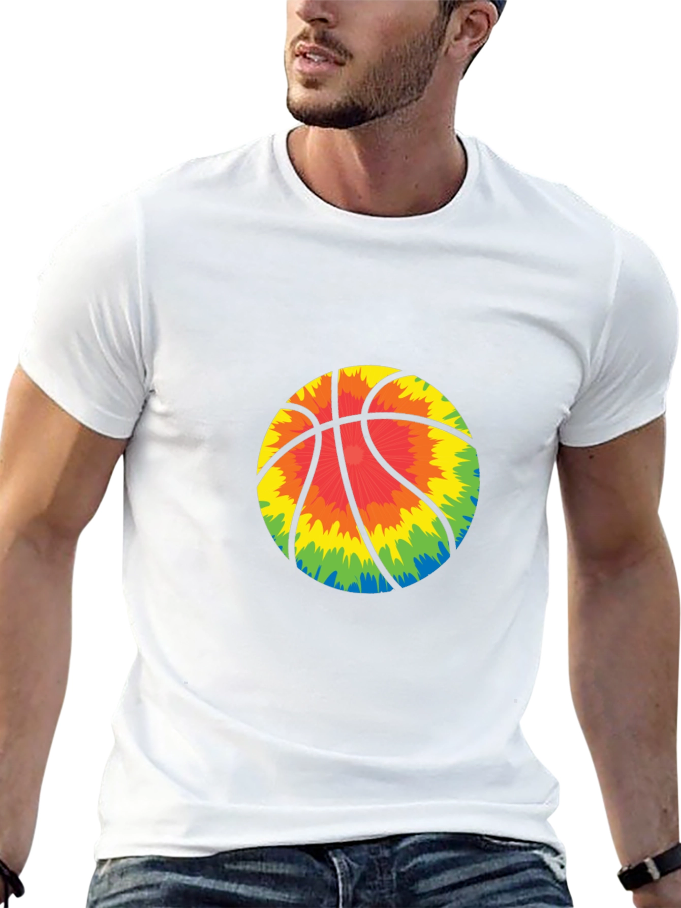 Black Tie-Dye Basketball Graphic Tee - Black Cotton Blend view 13