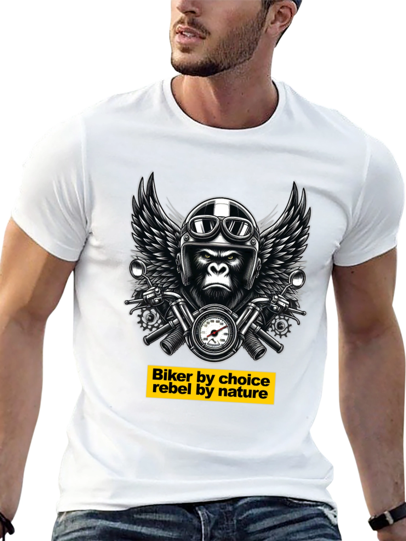 Black Biker Gorilla T-Shirt - Rebel Nature Tee view 13