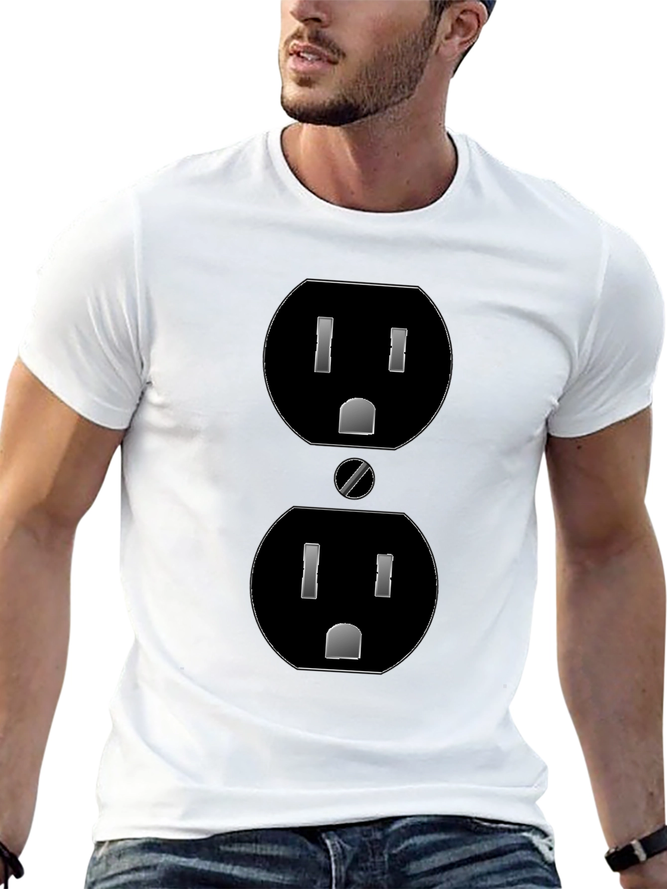 Black Outlet Graphic Tee - Black, Quirky Design view 13