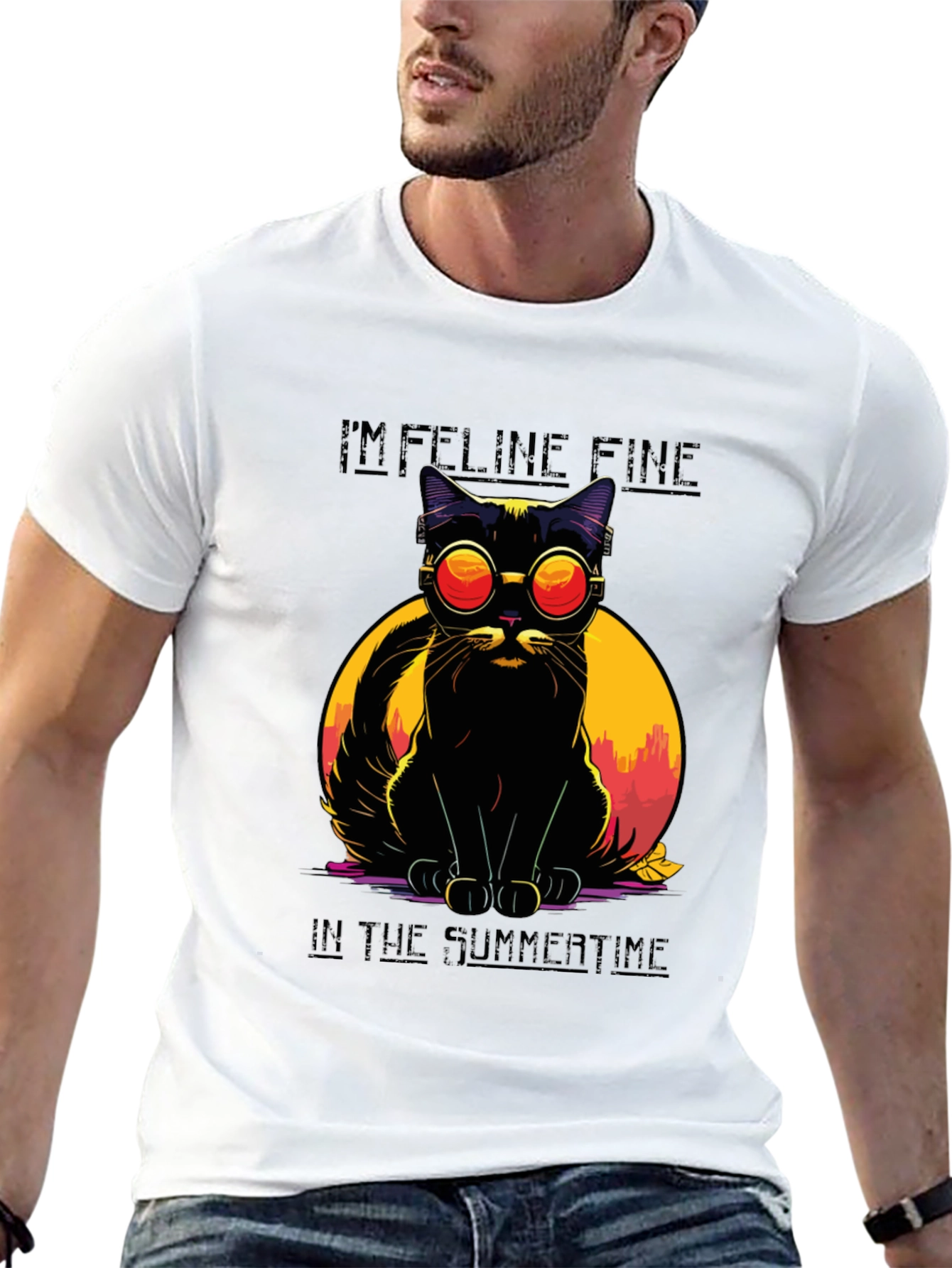 Black Feline Fine Summer Cat T-Shirt view 13
