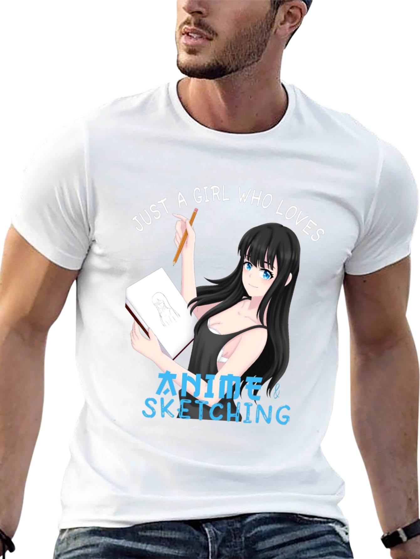 Black Anime & Sketching Girl's T-Shirt view 13