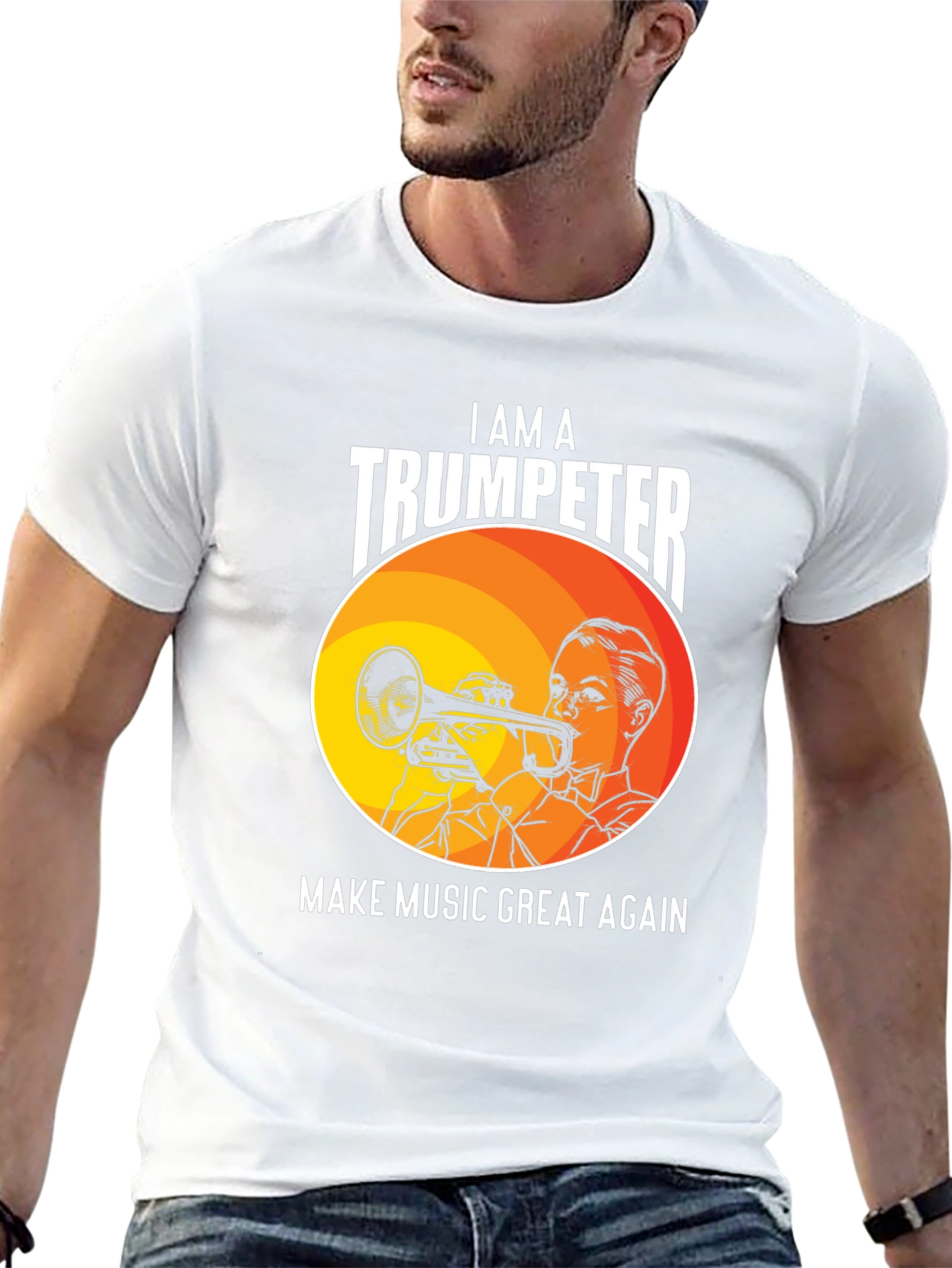 Black Trumpeter Graphic T-Shirt: Make Music Great Again view 13