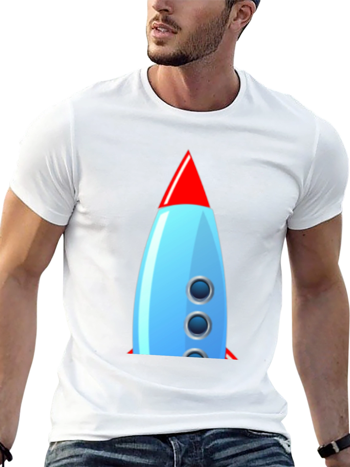 Black Retro Rocket Graphic Tee - Classic Cool! view 13
