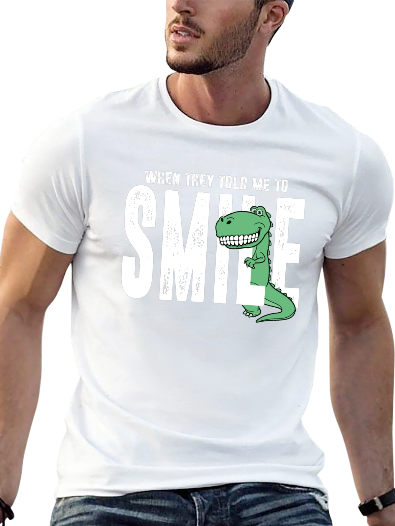 Black Smile Dinosaur Graphic T-Shirt view 13