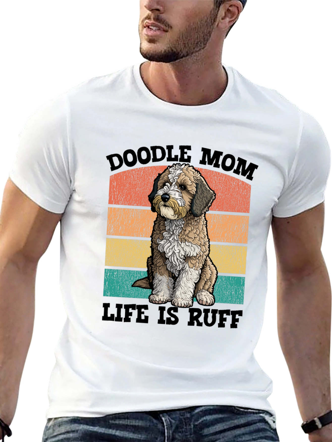 Black Doodle Mom Life is Ruff T-Shirt view 13