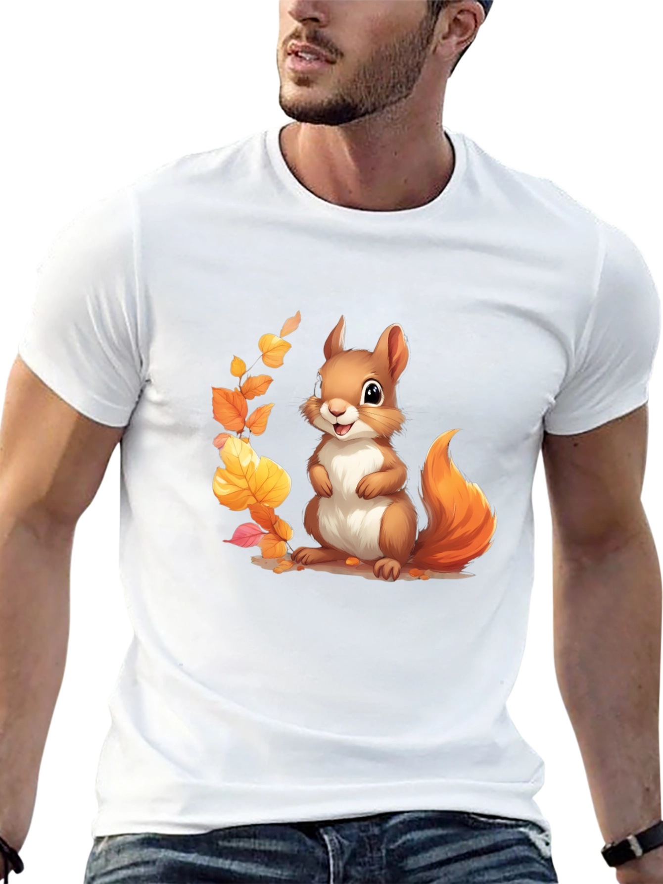 Black Cute Squirrel Graphic T-Shirt - Unisex view 13