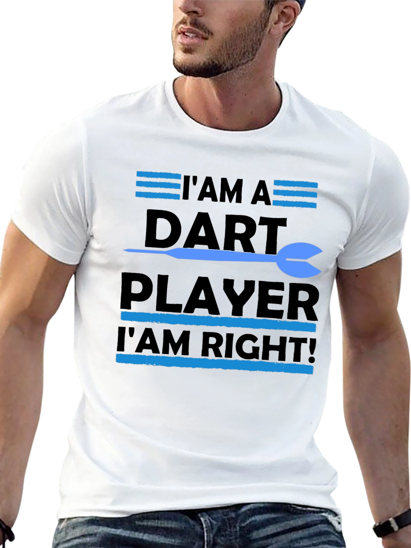 Black Dart Player T-Shirt - I'm A Dart Player I'm Right view 13