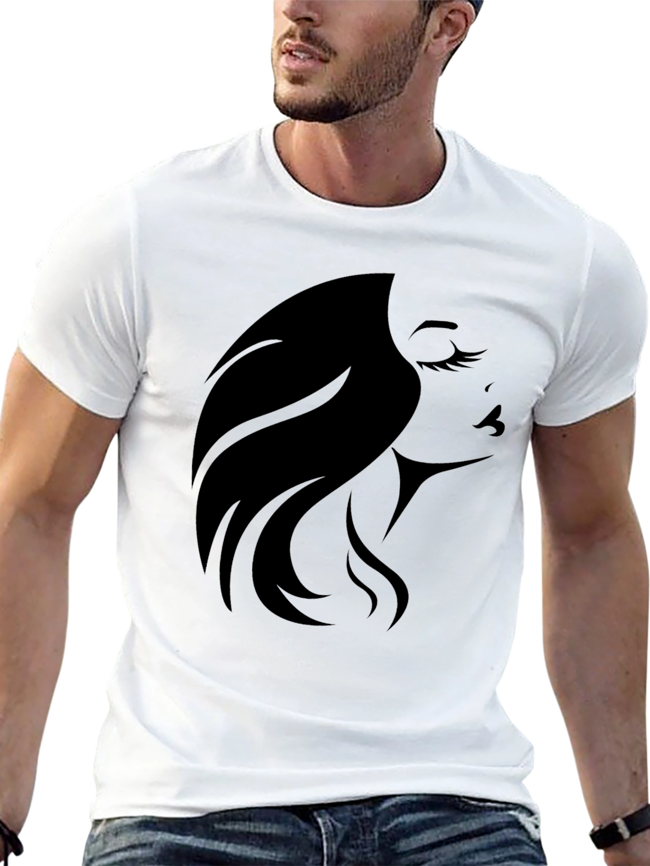 Black Elegant Woman Silhouette Graphic Tee - Black view 13