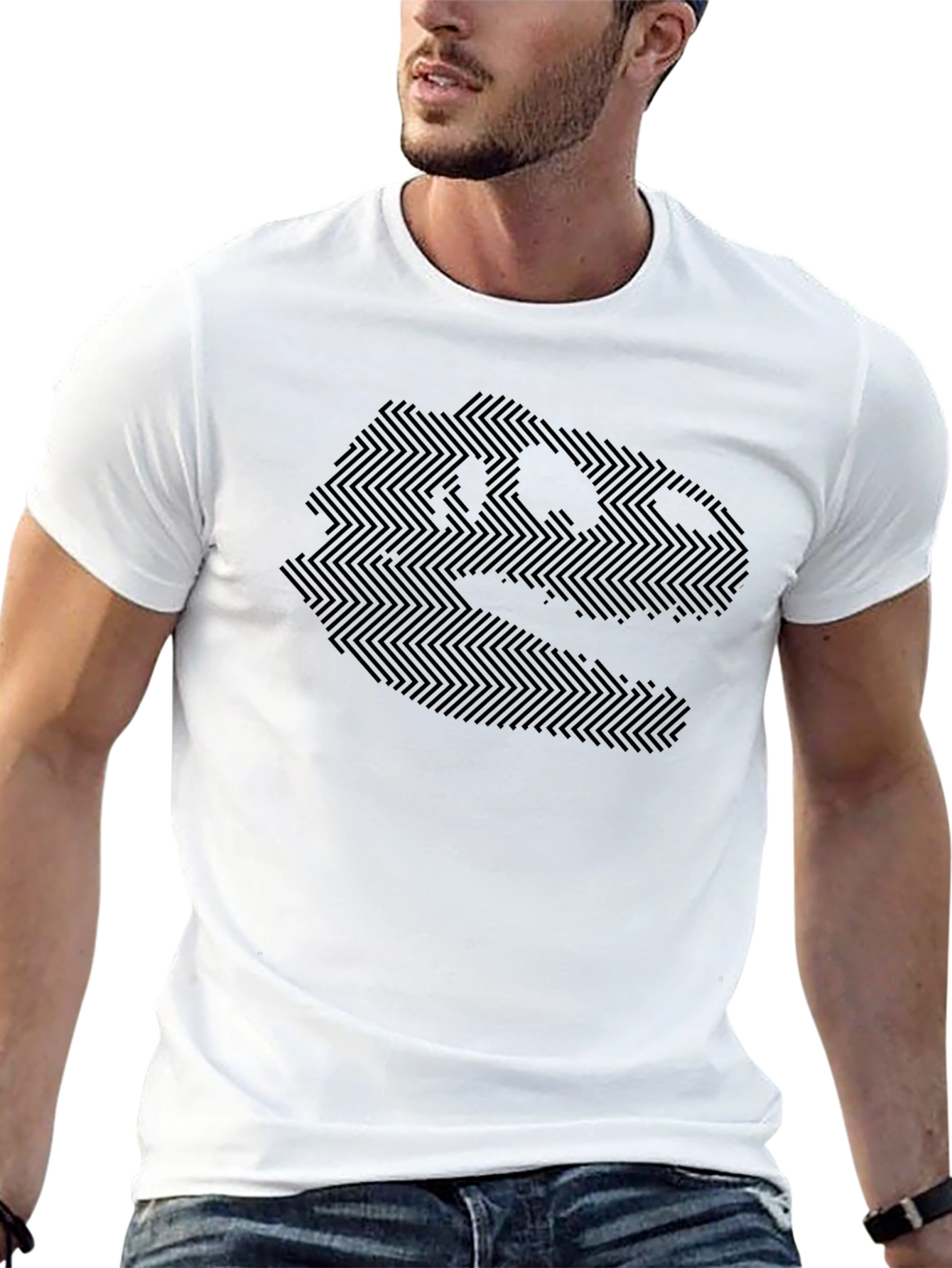 Black Geometric Dino Graphic Tee - Black view 13