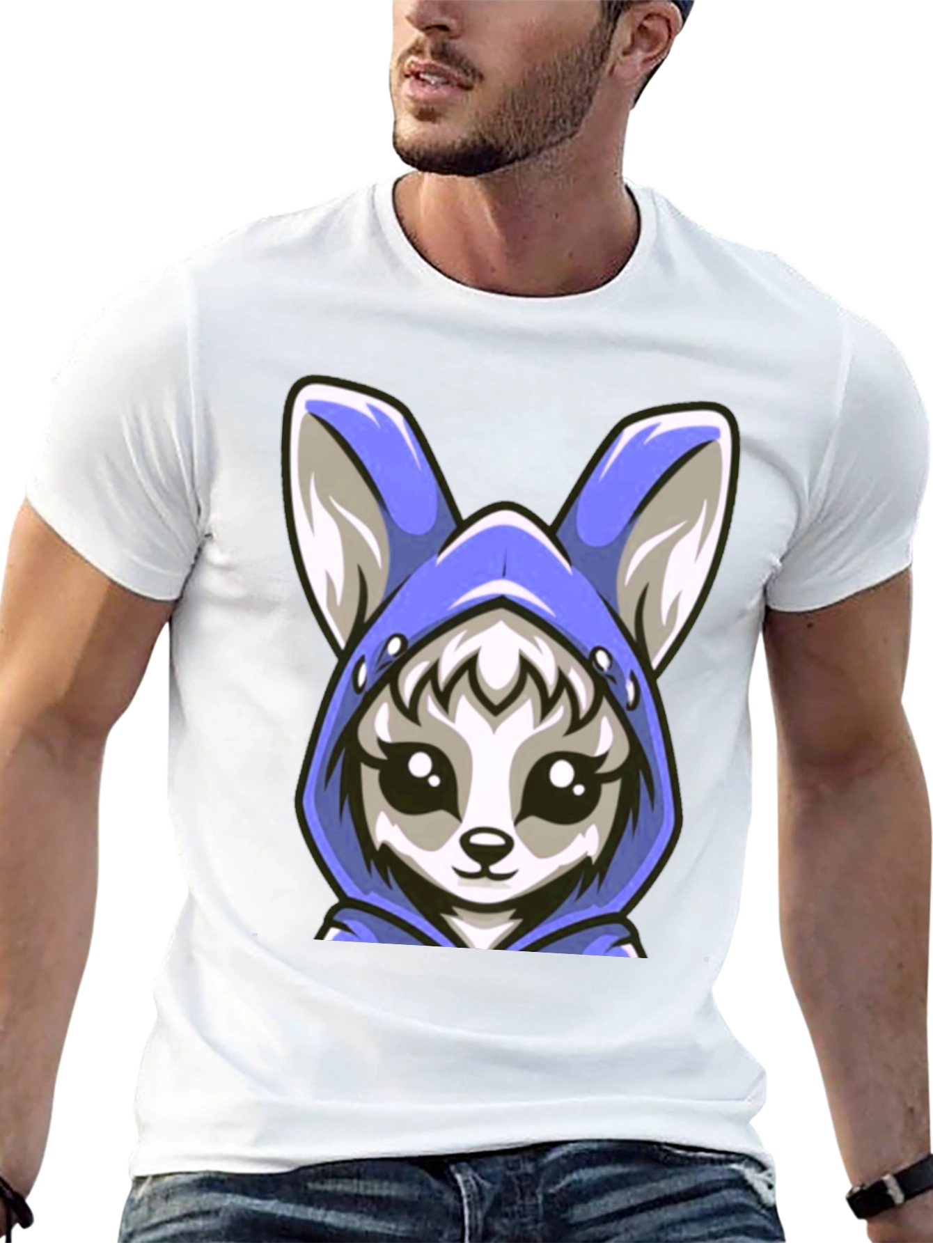 Black Cute Kawaii Fox Hoodie T-Shirt view 13