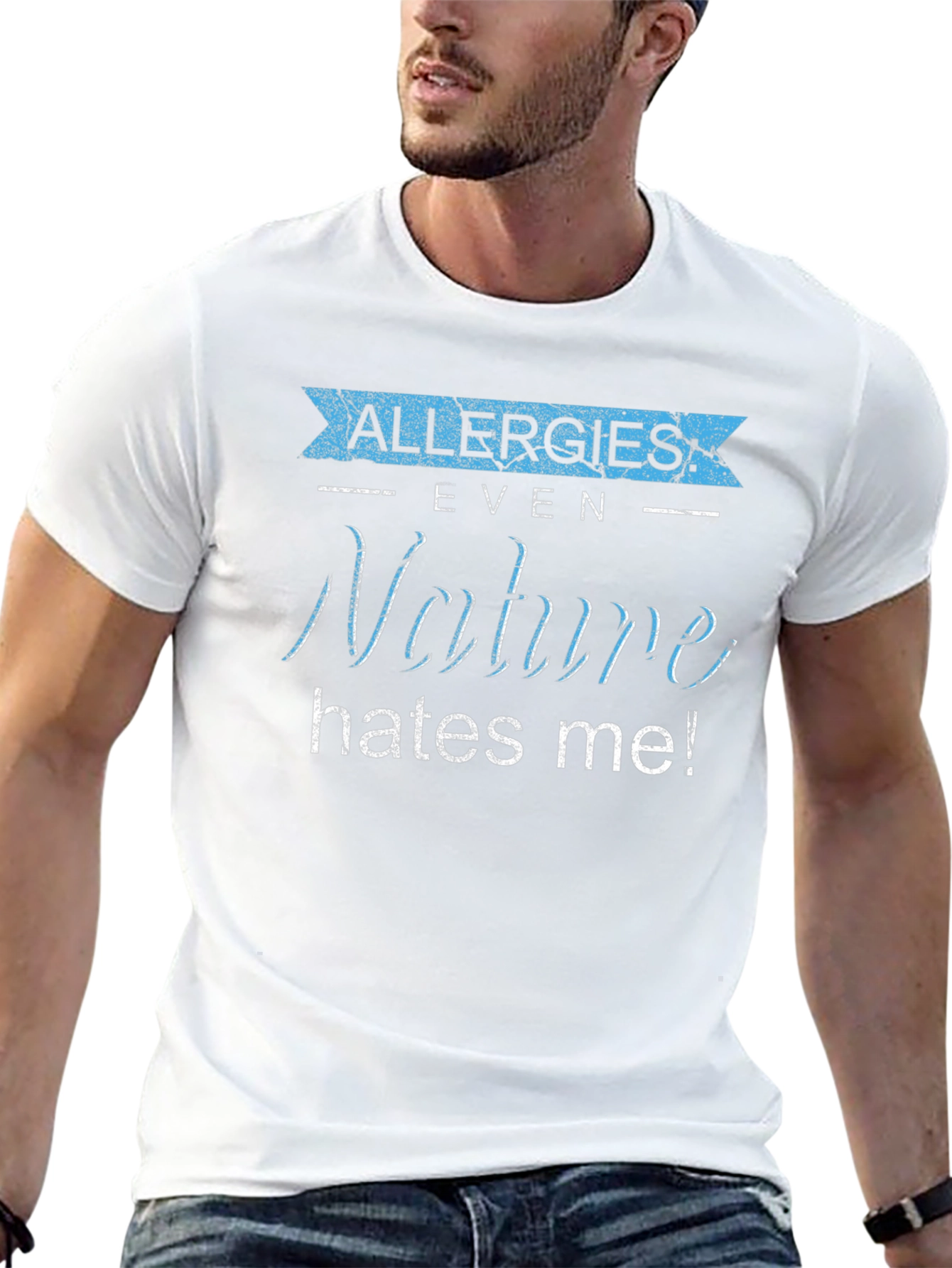 Black Allergies Nature Hates Me! Graphic Tee view 13