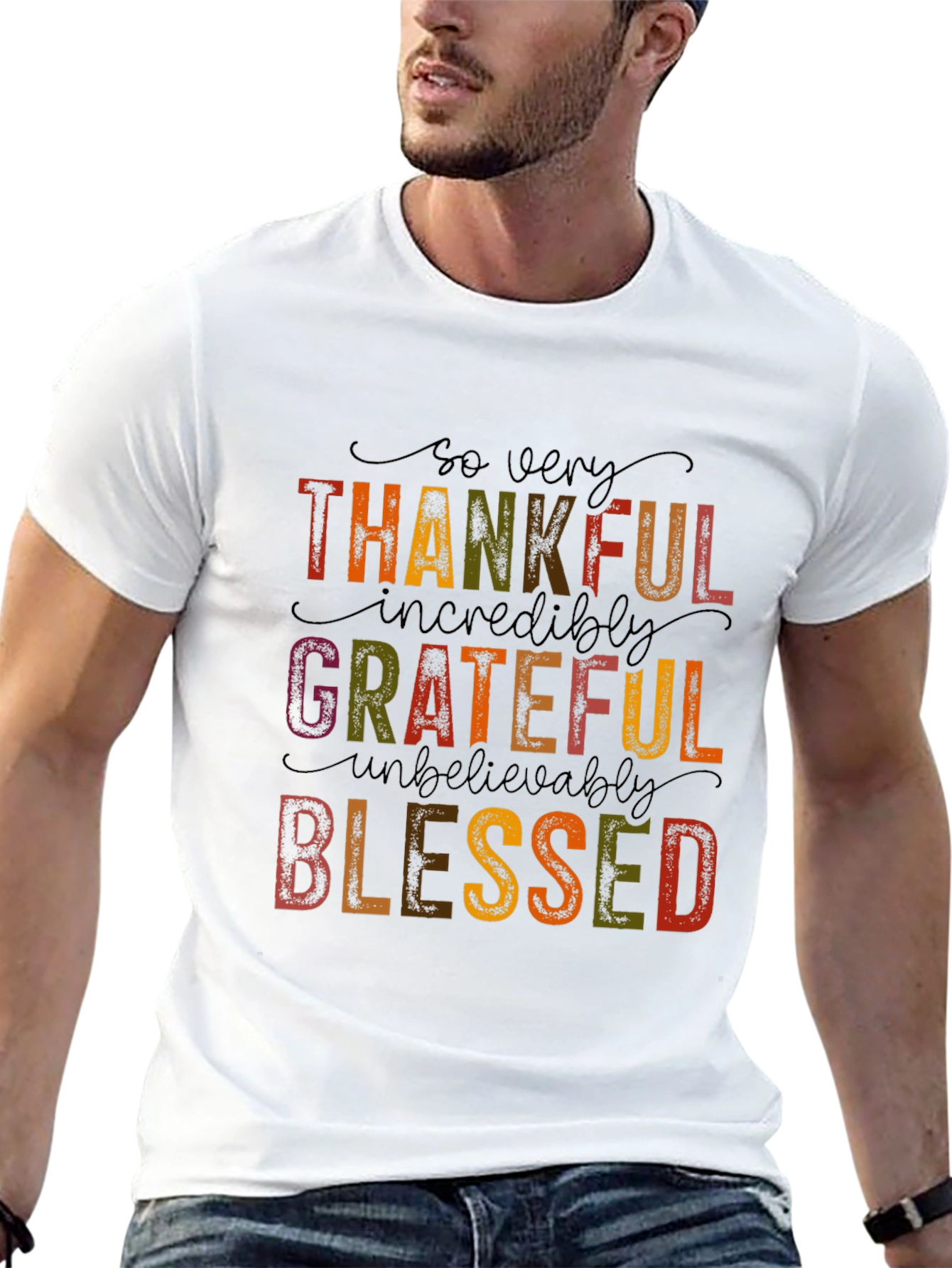 Black Thankful Grateful Blessed Graphic Tee view 13