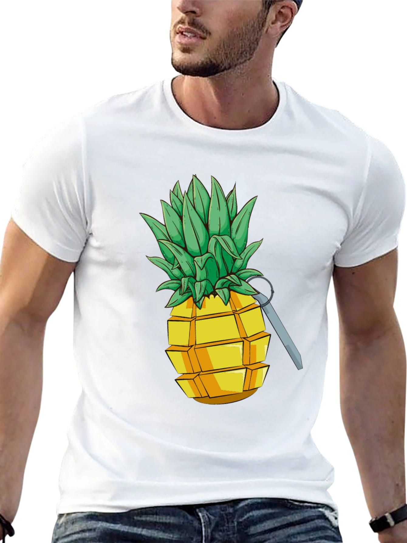 Black Pineapple Grenade Funny Graphic Tee view 13