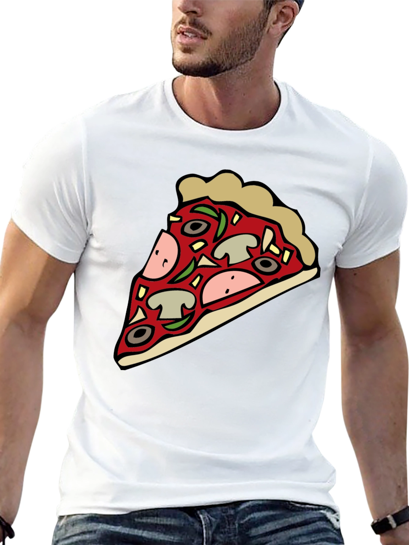 Black Pizza Slice Graphic Black T-Shirt view 13