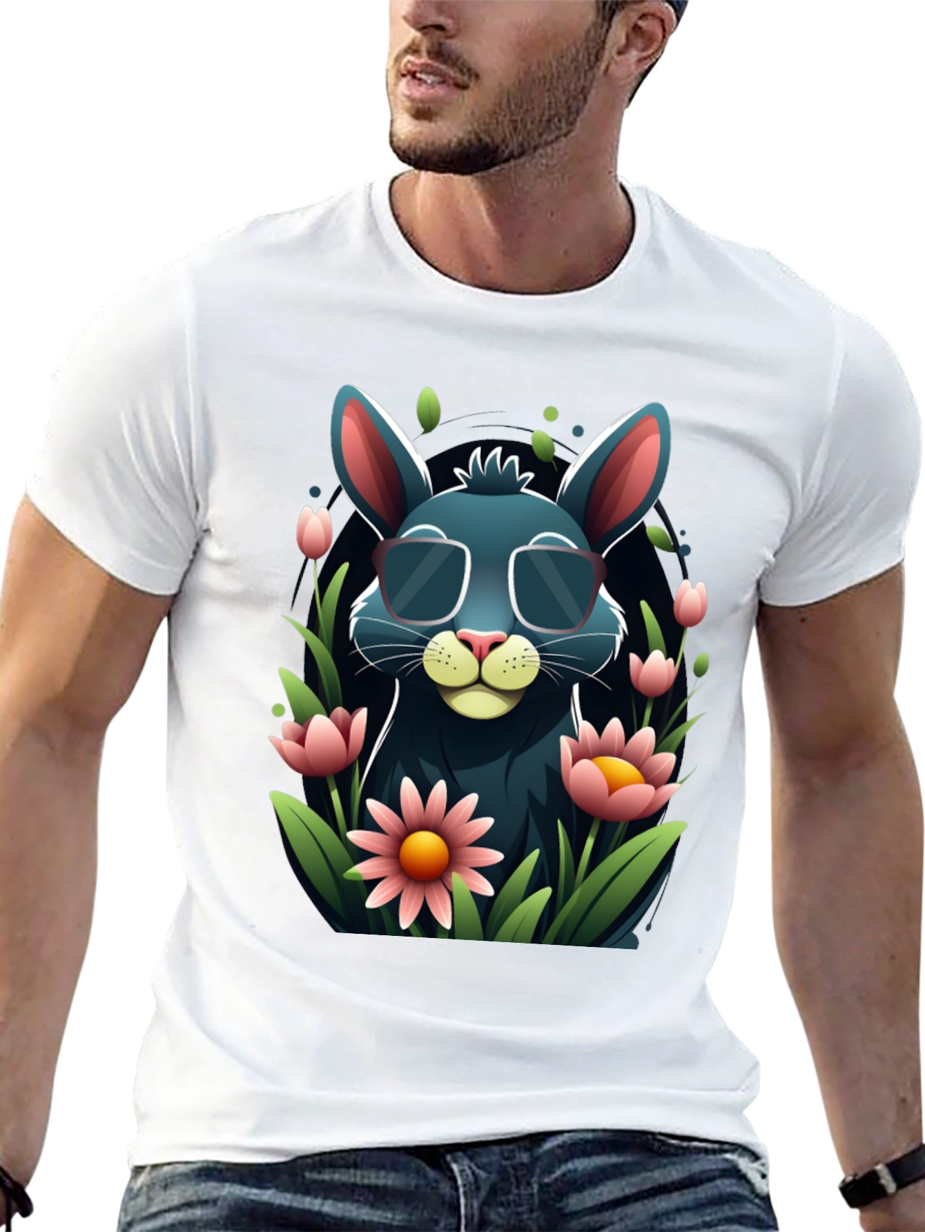 Black Cool Bunny in Shades Graphic Tee view 13
