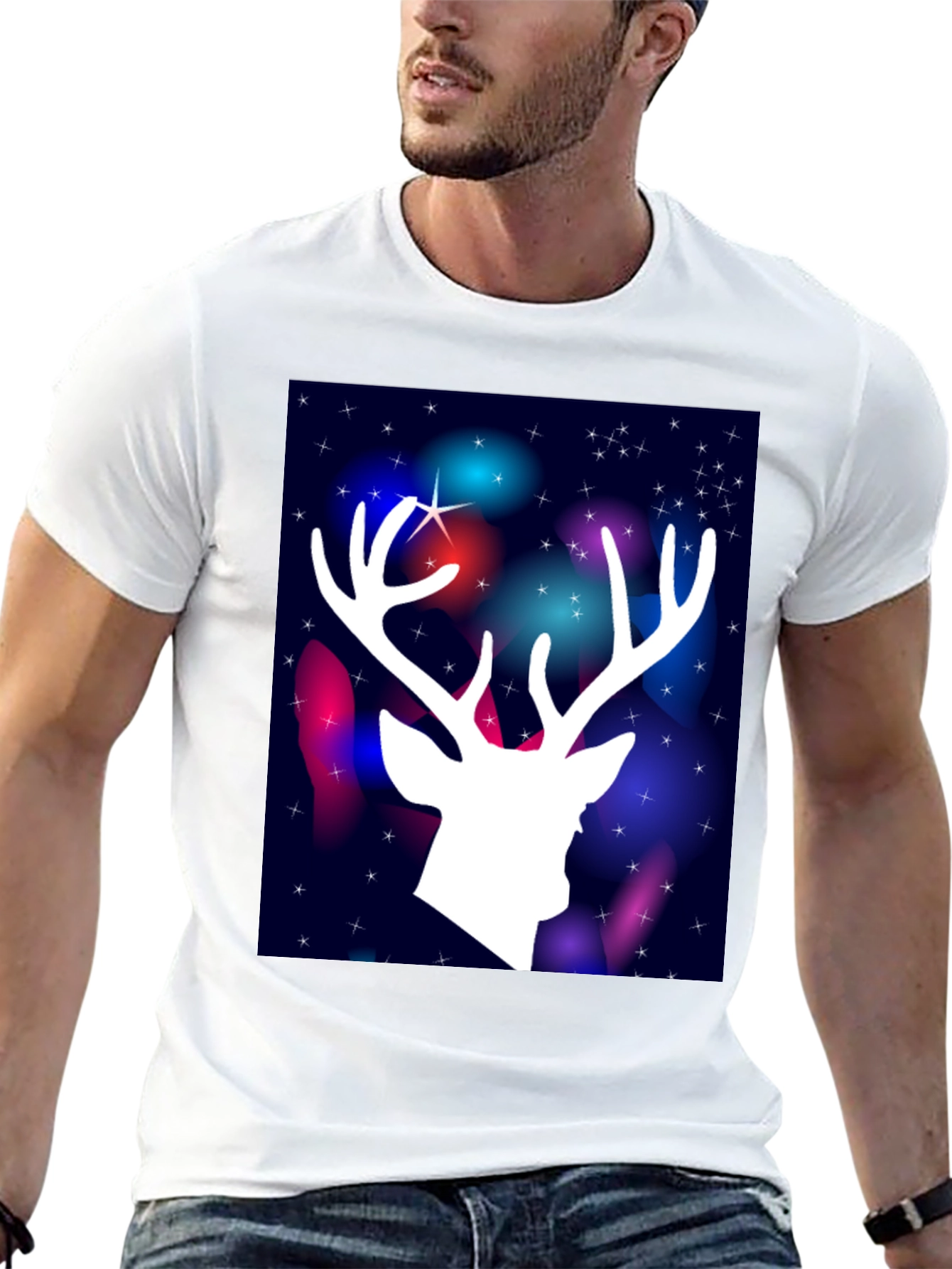 Black Festive Deer Graphic Tee view 13