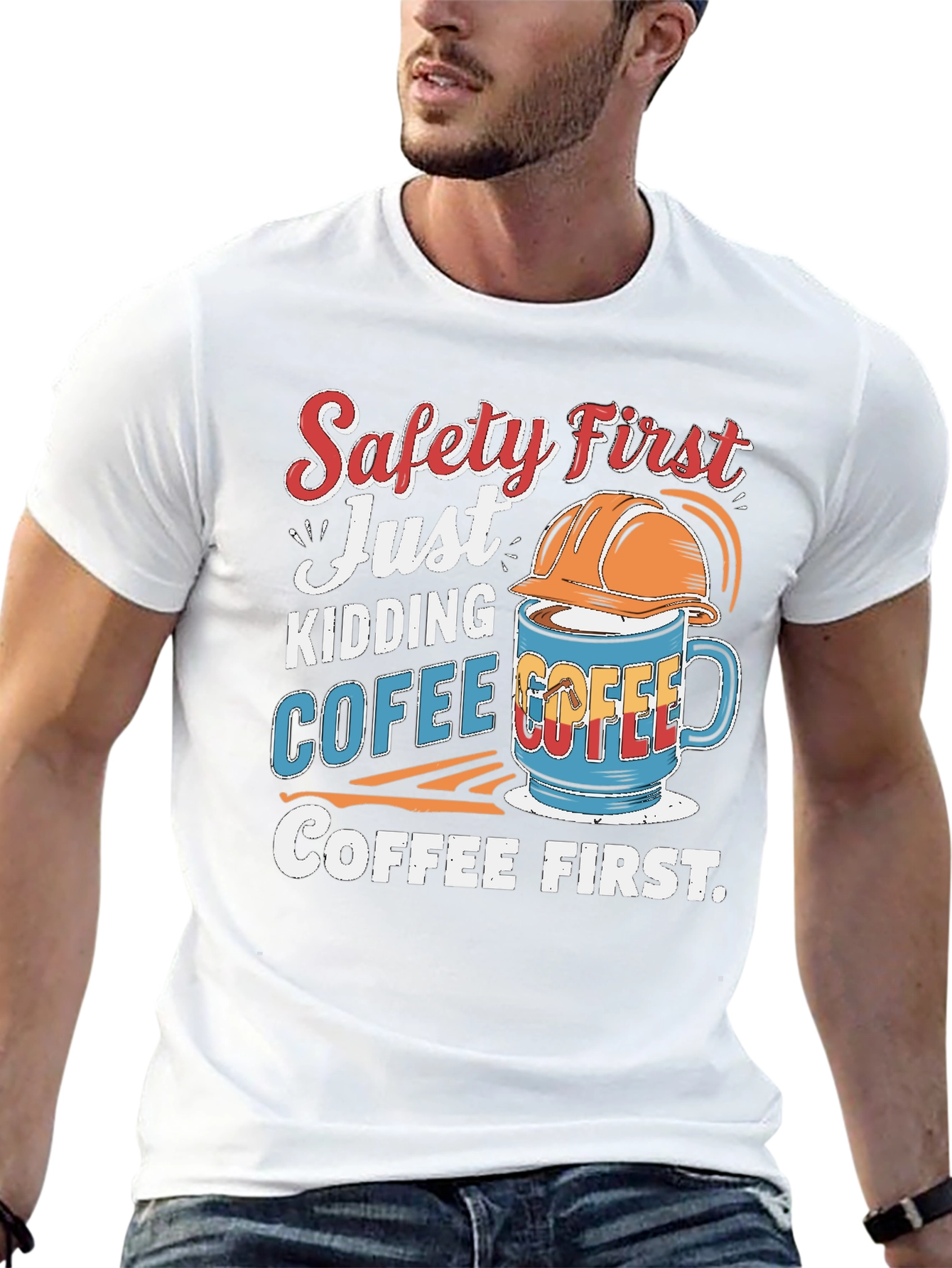 Black Safety First Coffee T-Shirt view 13