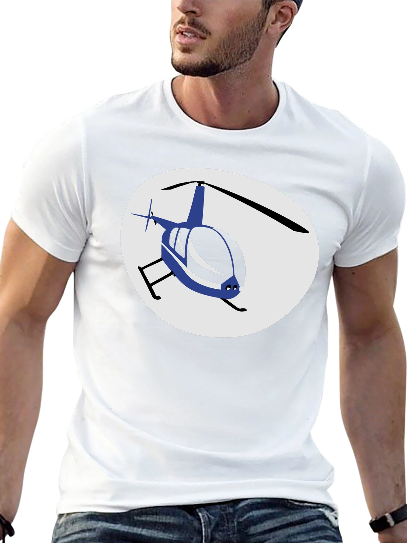 Black Helicopter Graphic T-Shirt - Black Crew Neck Tee view 13