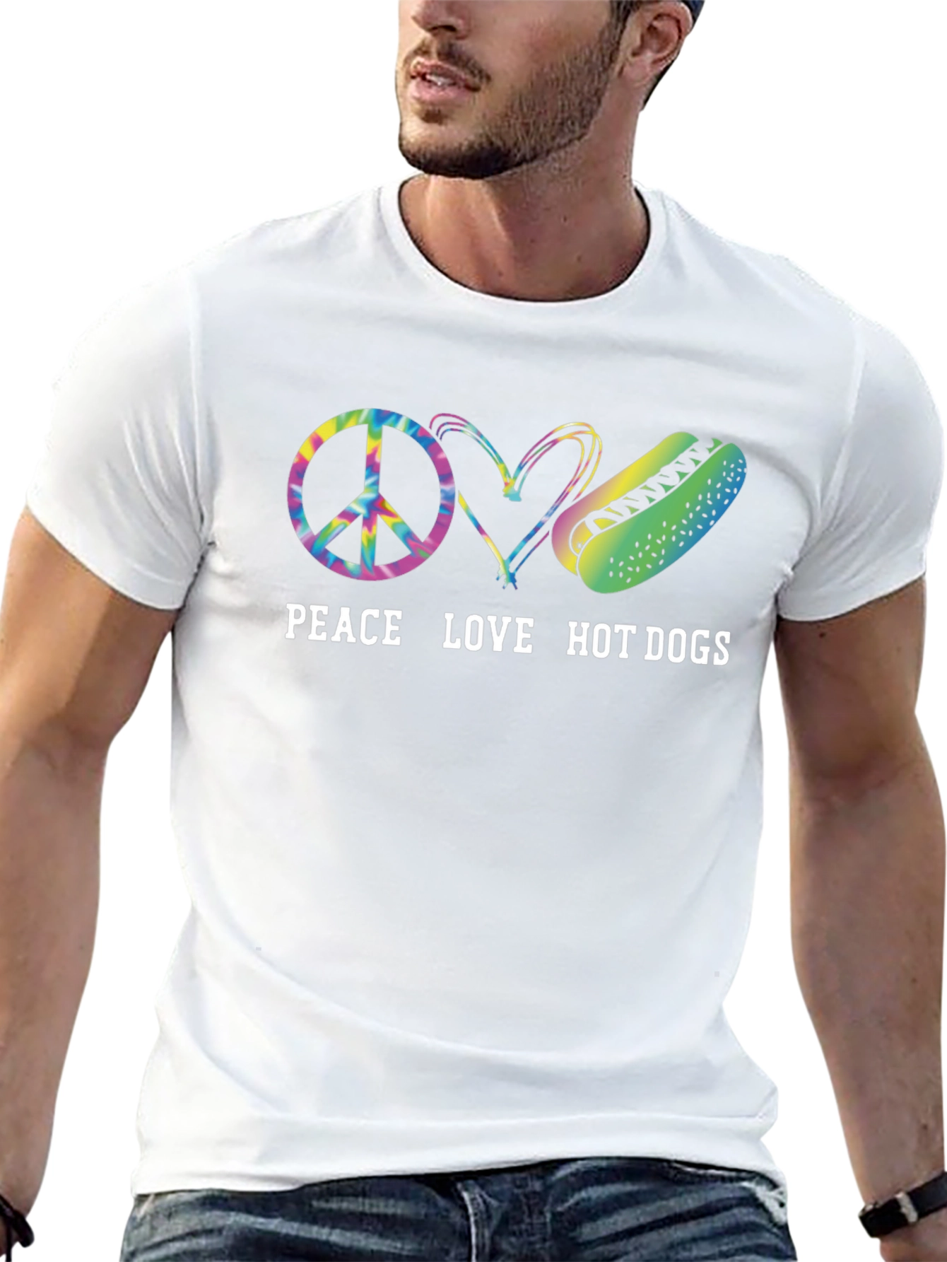 Black Peace Love Hot Dogs Graphic Tee view 13