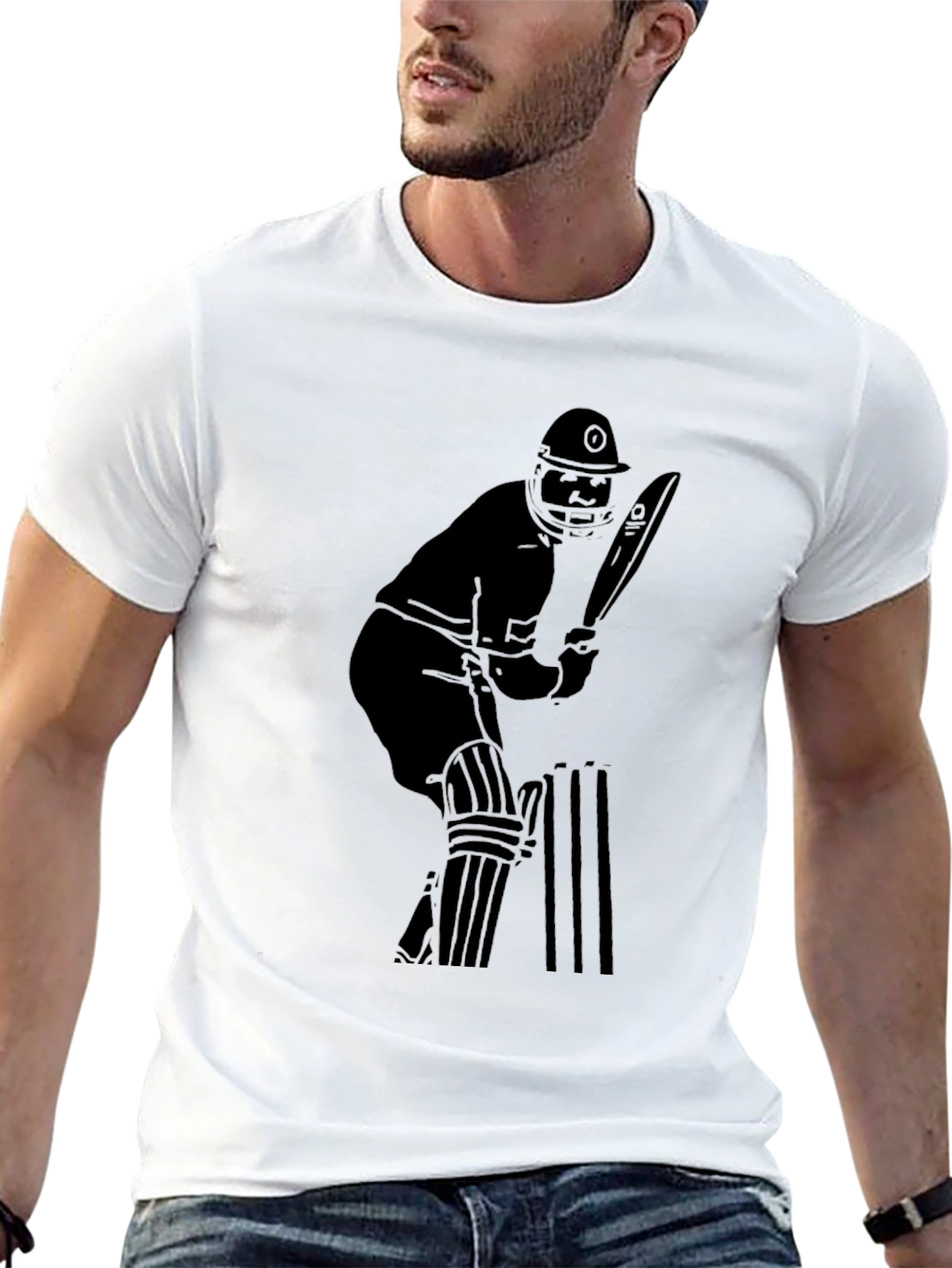 Black Cricket Player Graphic Tee - Black view 13