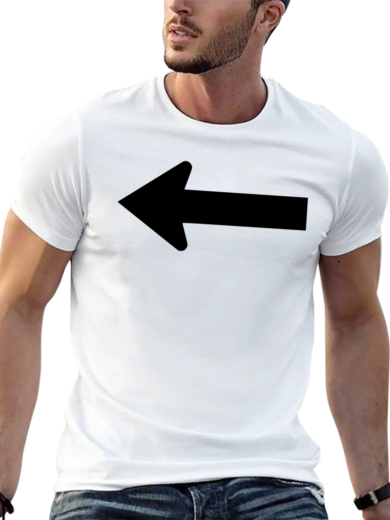 Black Left Arrow T-Shirt - Casual Cotton Tee view 13