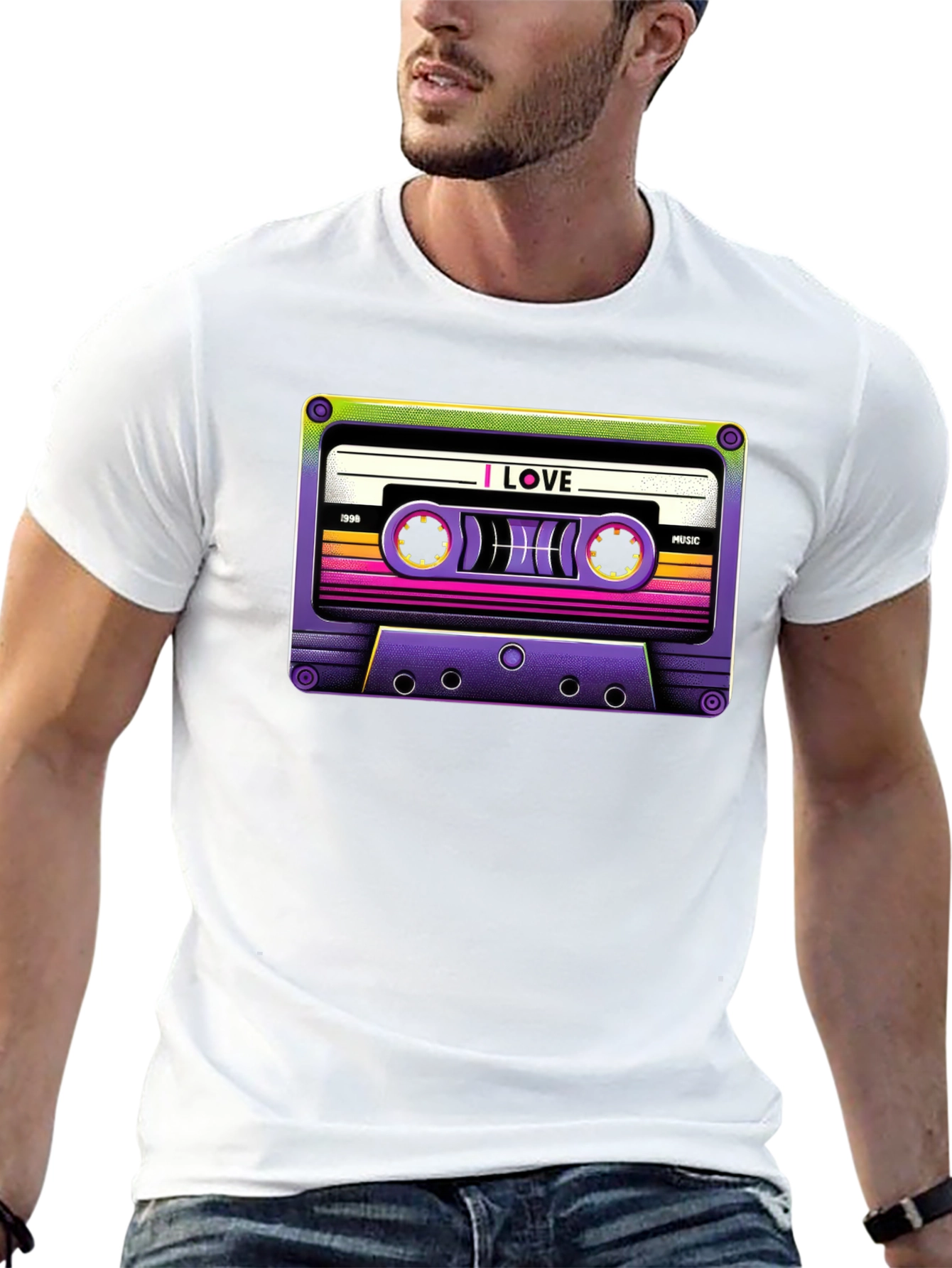 Black Retro Cassette Tape Graphic T-Shirt view 13