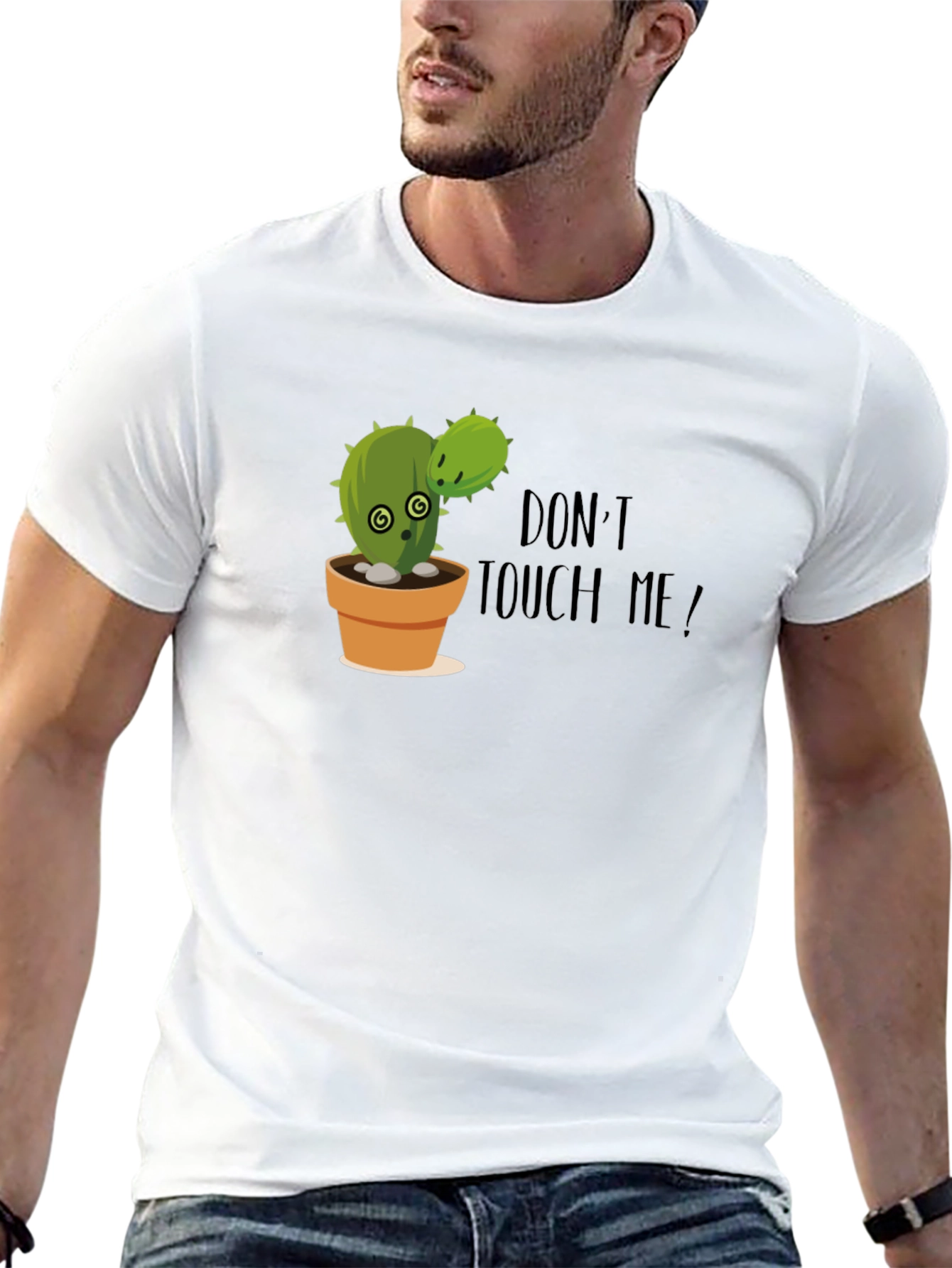 Black Funny Cactus Graphic Tee - Don't Touch Me! view 13
