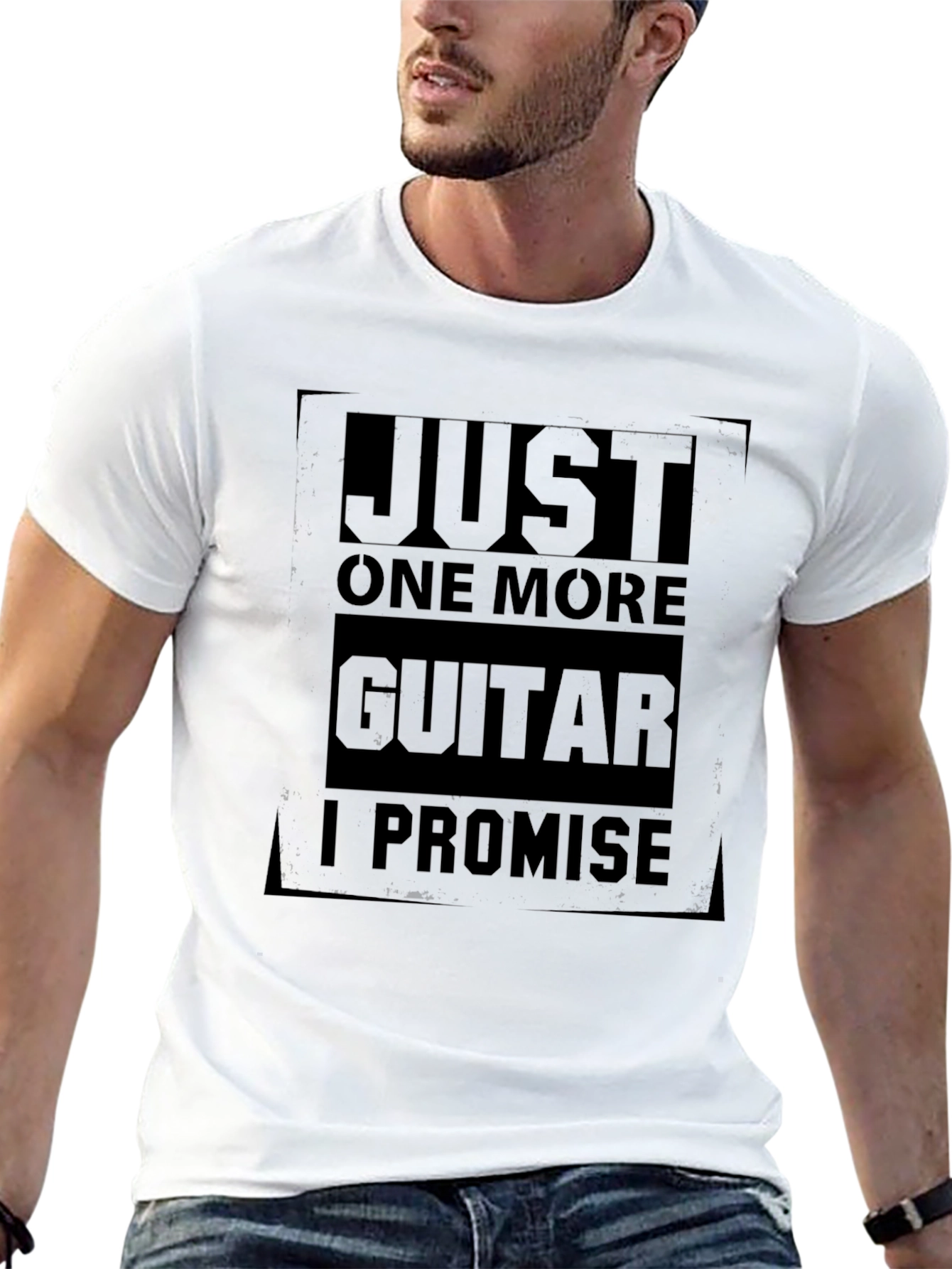 Black Just One More Guitar T-Shirt - Musician Humor Tee view 13