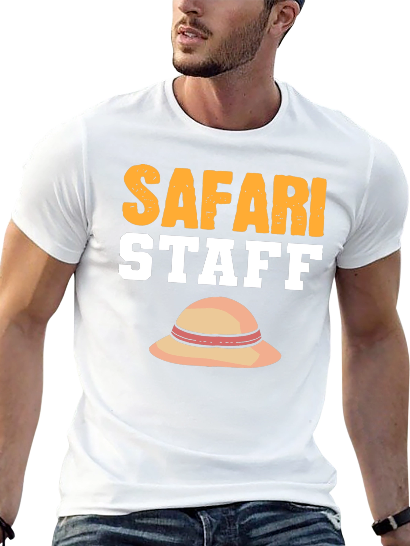 Black Safari Staff T-Shirt with Sun Hat Graphic view 13