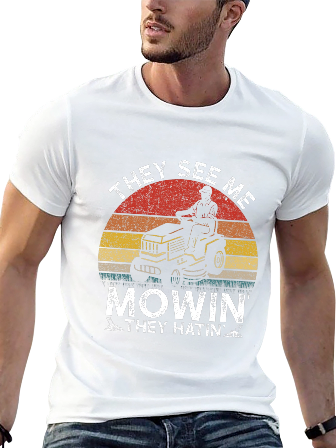 Black They See Me Mowin' T-Shirt - Lawn Care Humor Tee view 13