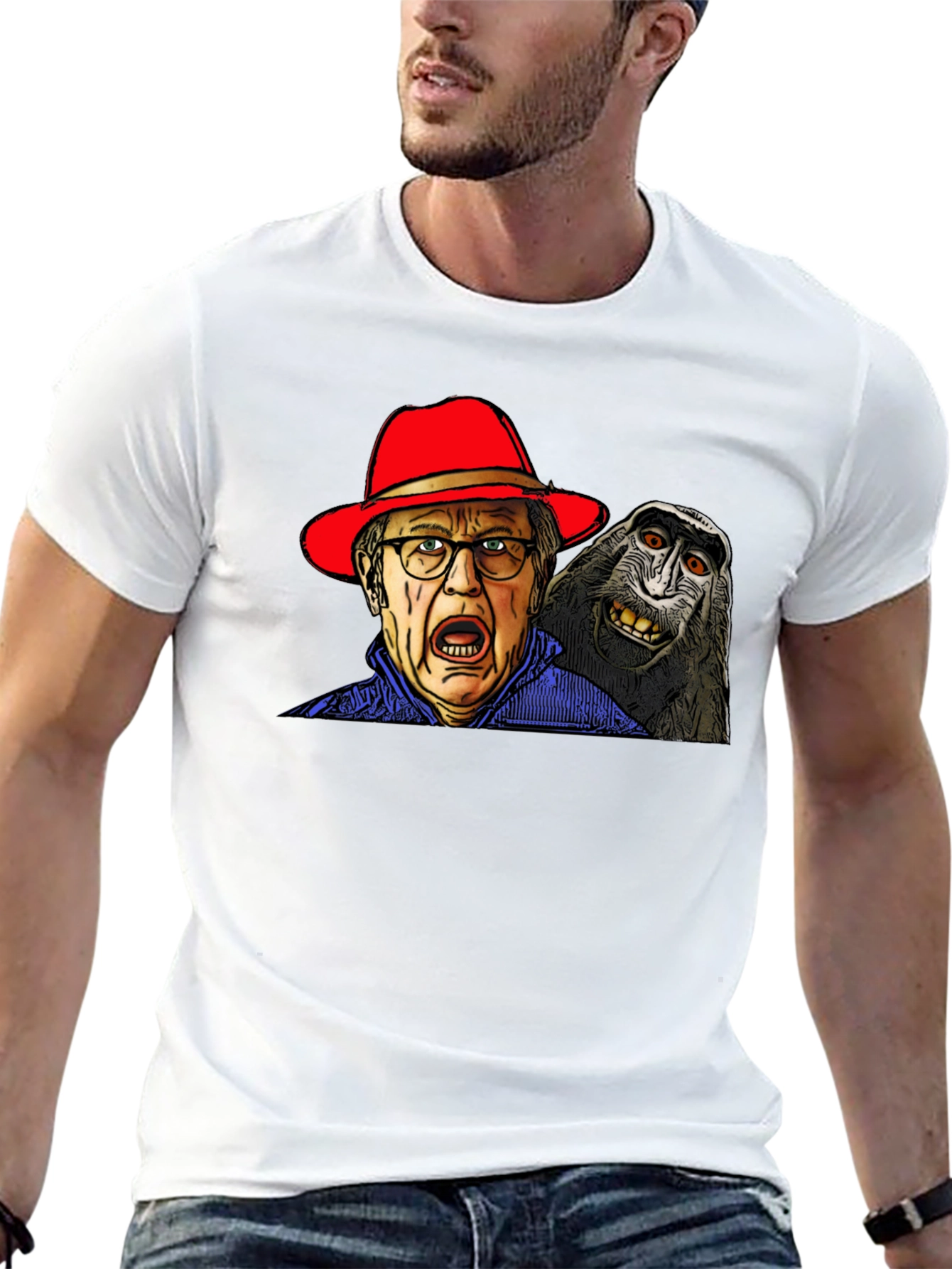 Black Strange Men's T-Shirt with Monkey view 13