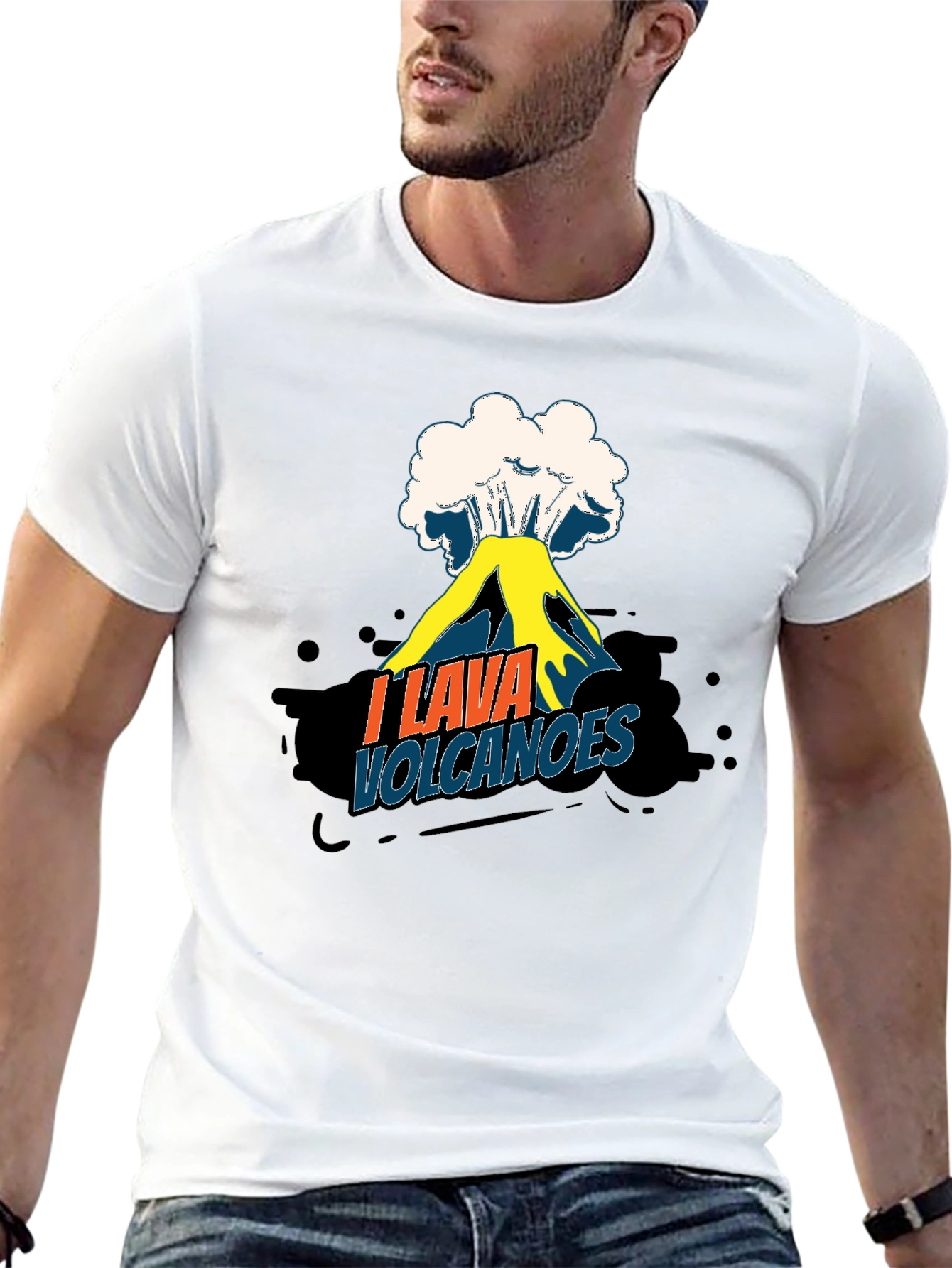 Black I Lava Volcanoes Funny Graphic Tee Shirt view 13