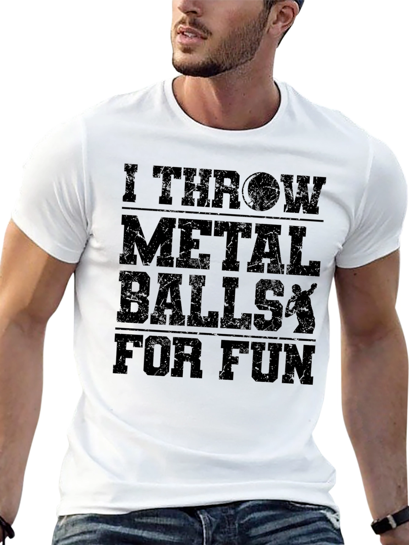 Black I Throw Metal Balls T-Shirt - Funny Gift view 13