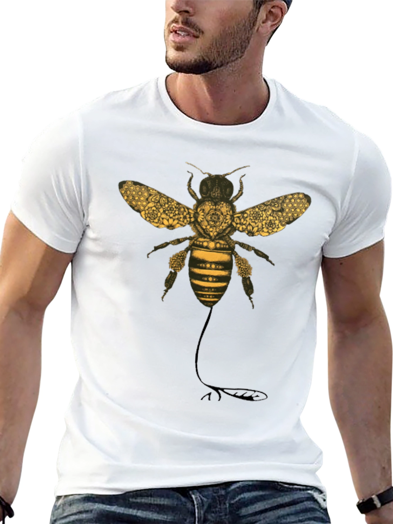 Black Bee Graphic T-Shirt - Black Cotton Blend view 13