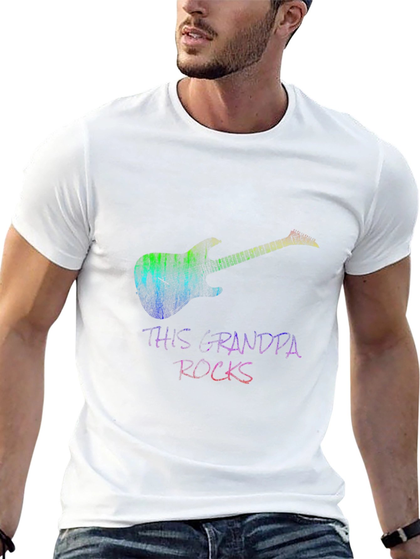 Black This Grandpa Rocks Guitar T-Shirt view 13