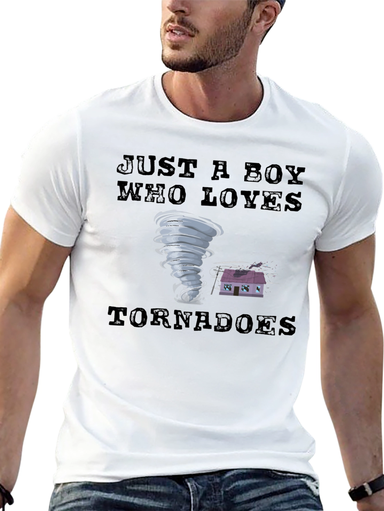 Black Just a Boy Who Loves Tornadoes T-Shirt view 13