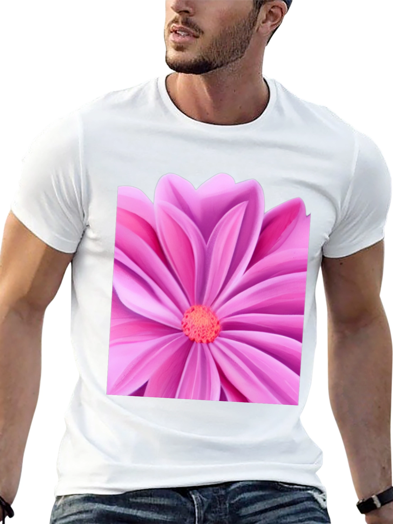 Black Pink Petal Flower Graphic Tee - Black view 13