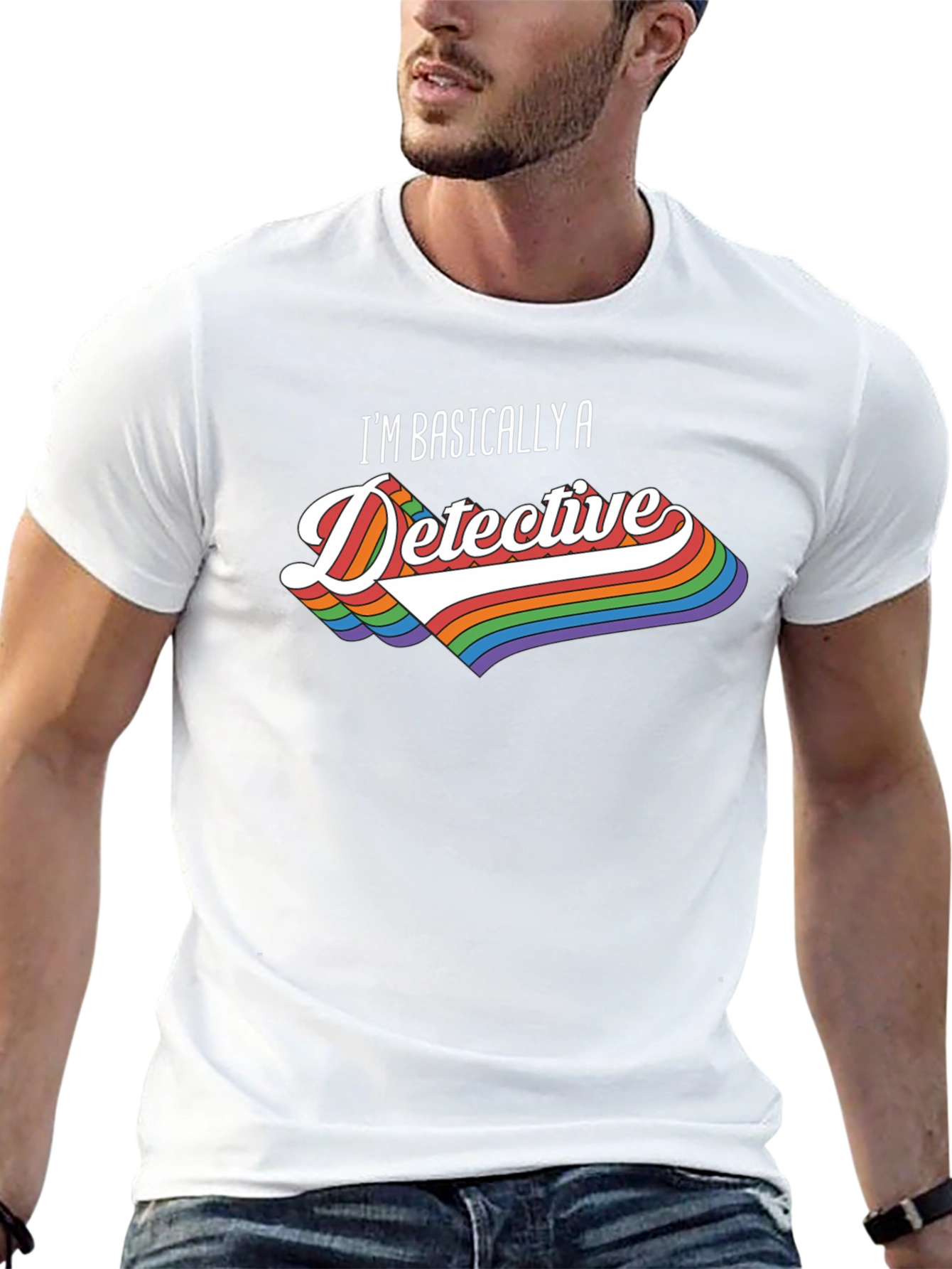 Black Detective Rainbow Graphic T-Shirt view 13