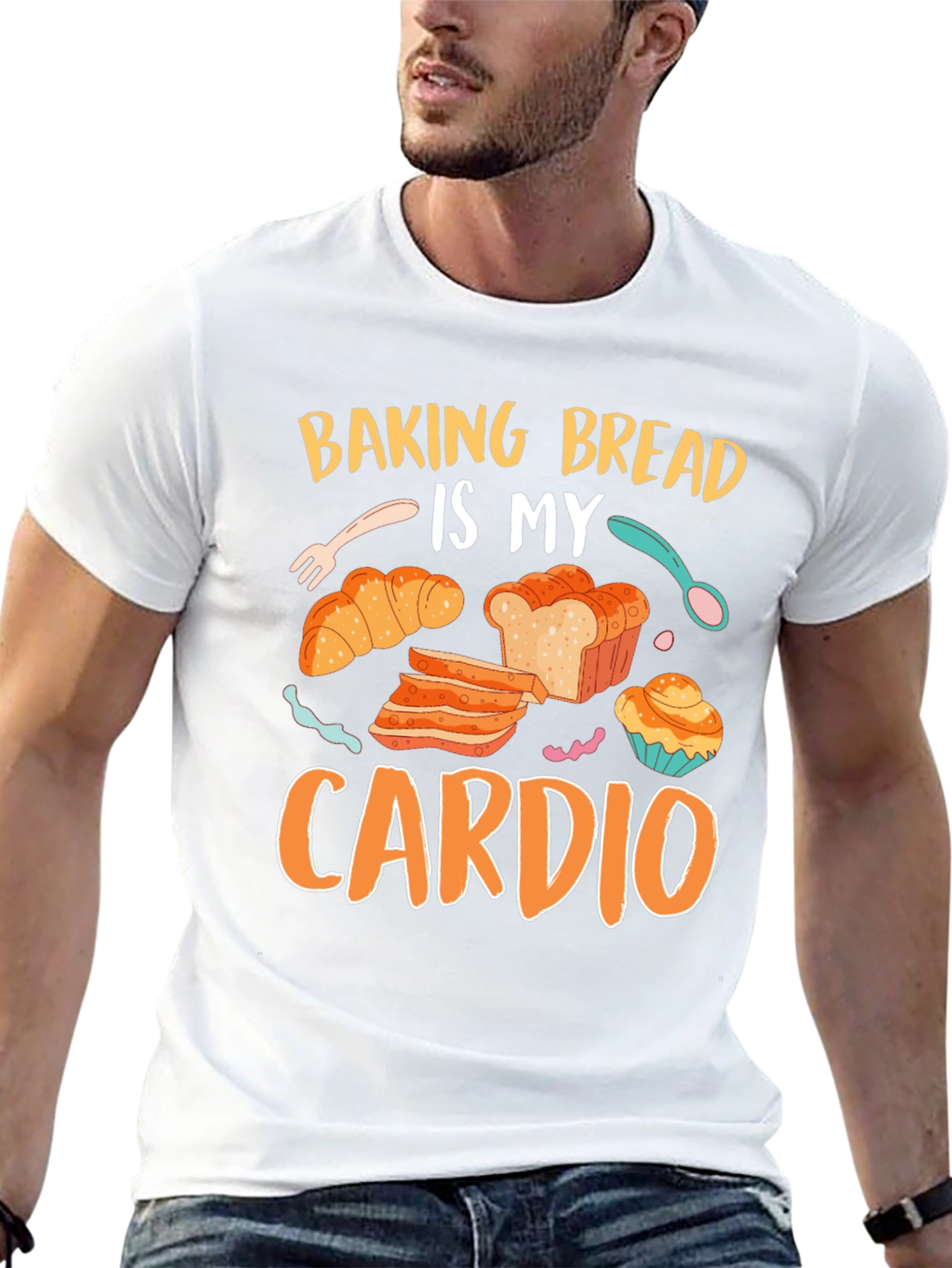 Black Baking Bread Is My Cardio Graphic Tee view 13