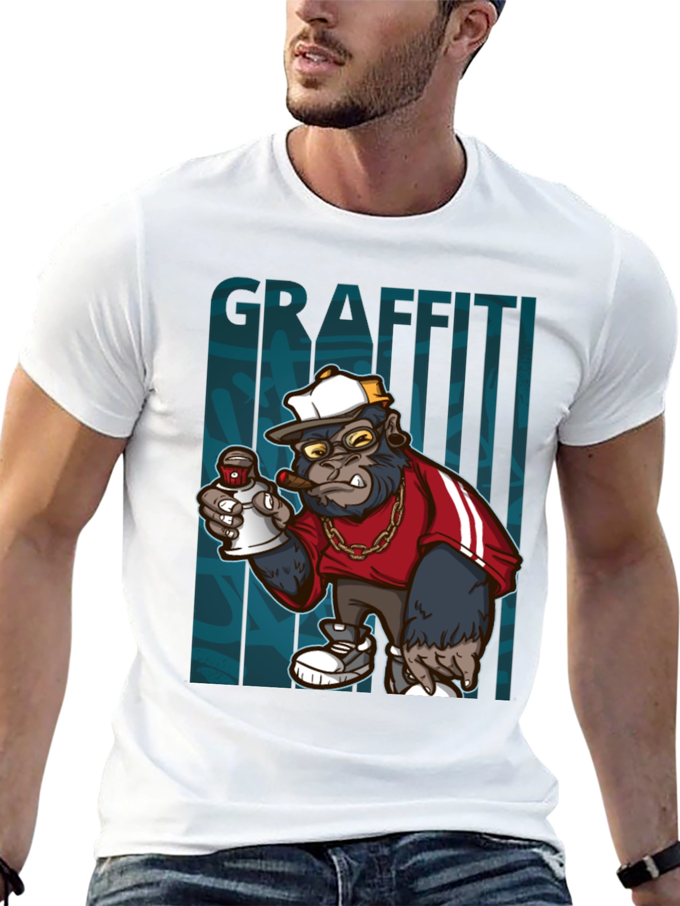 Black Graffiti Gorilla T-Shirt - Urban Style Tee view 13