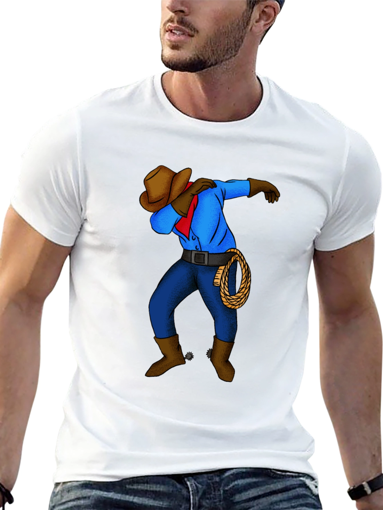 Black Dabbing Cowboy Graphic T-Shirt view 13