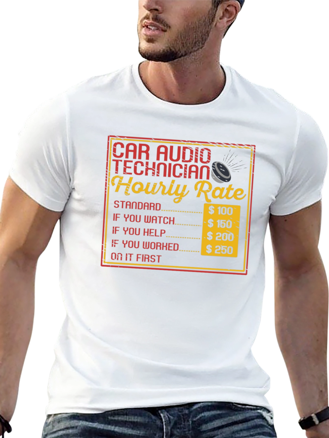 Black Car Audio Technician Hourly Rate T-Shirt view 13