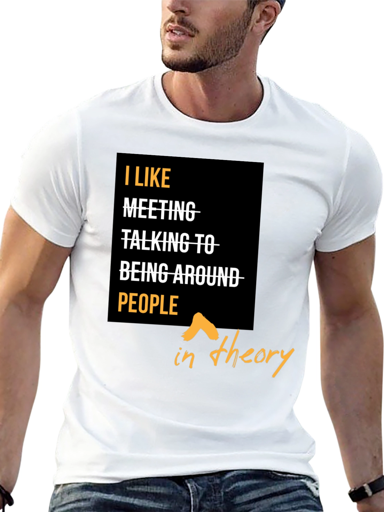 Black I Like People In Theory Graphic T-Shirt view 13