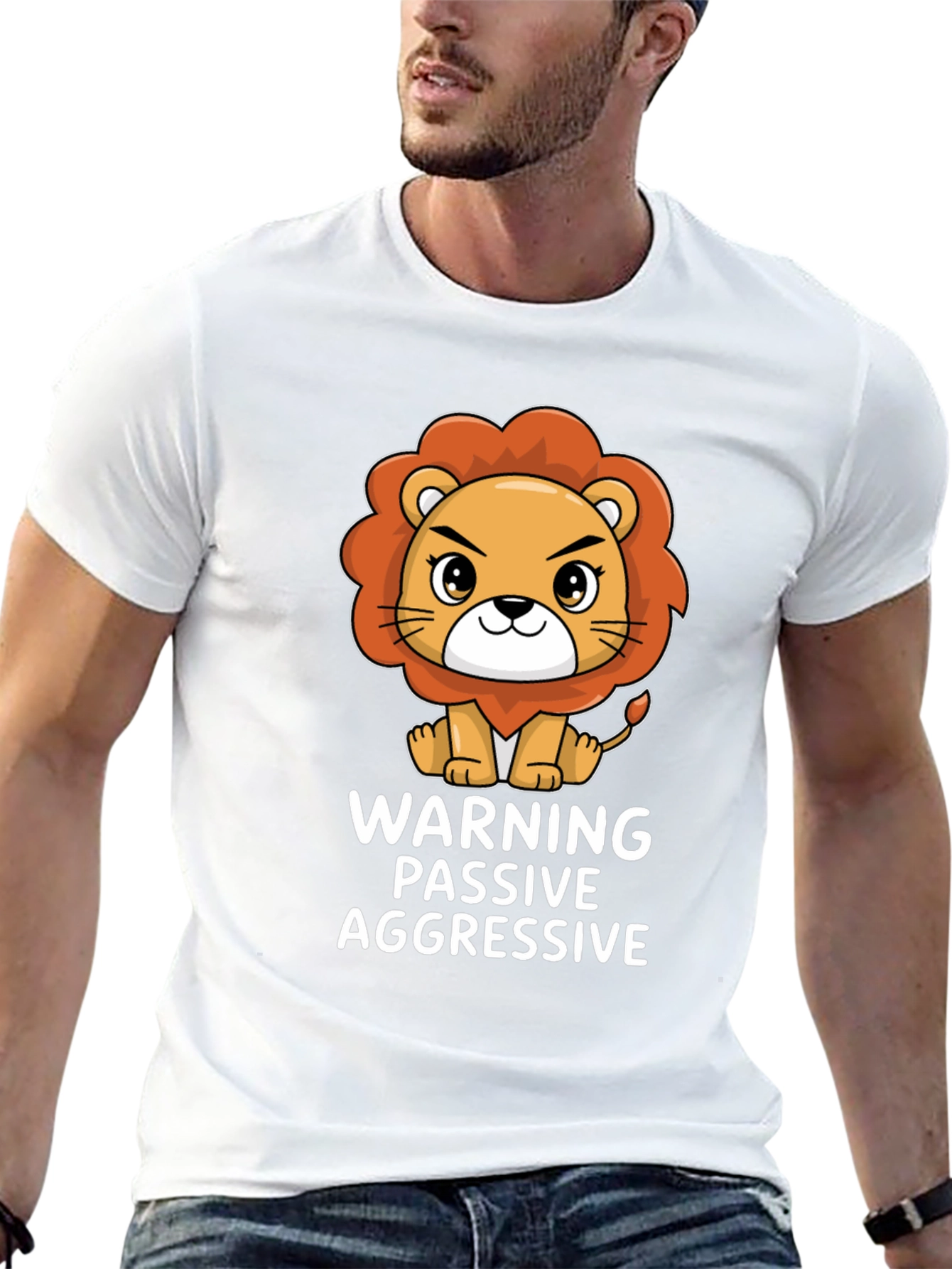Black Warning Passive Aggressive Lion T-Shirt view 13