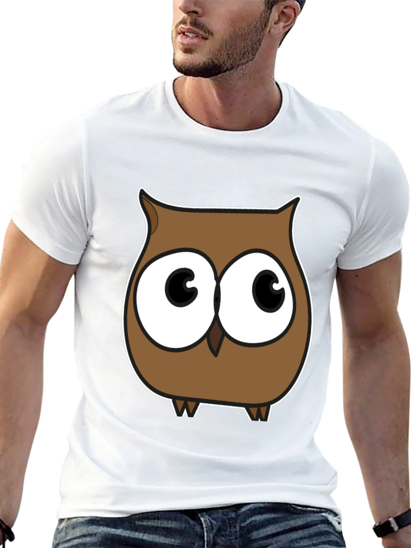 Black Cartoon Owl Graphic T-Shirt - Black view 13
