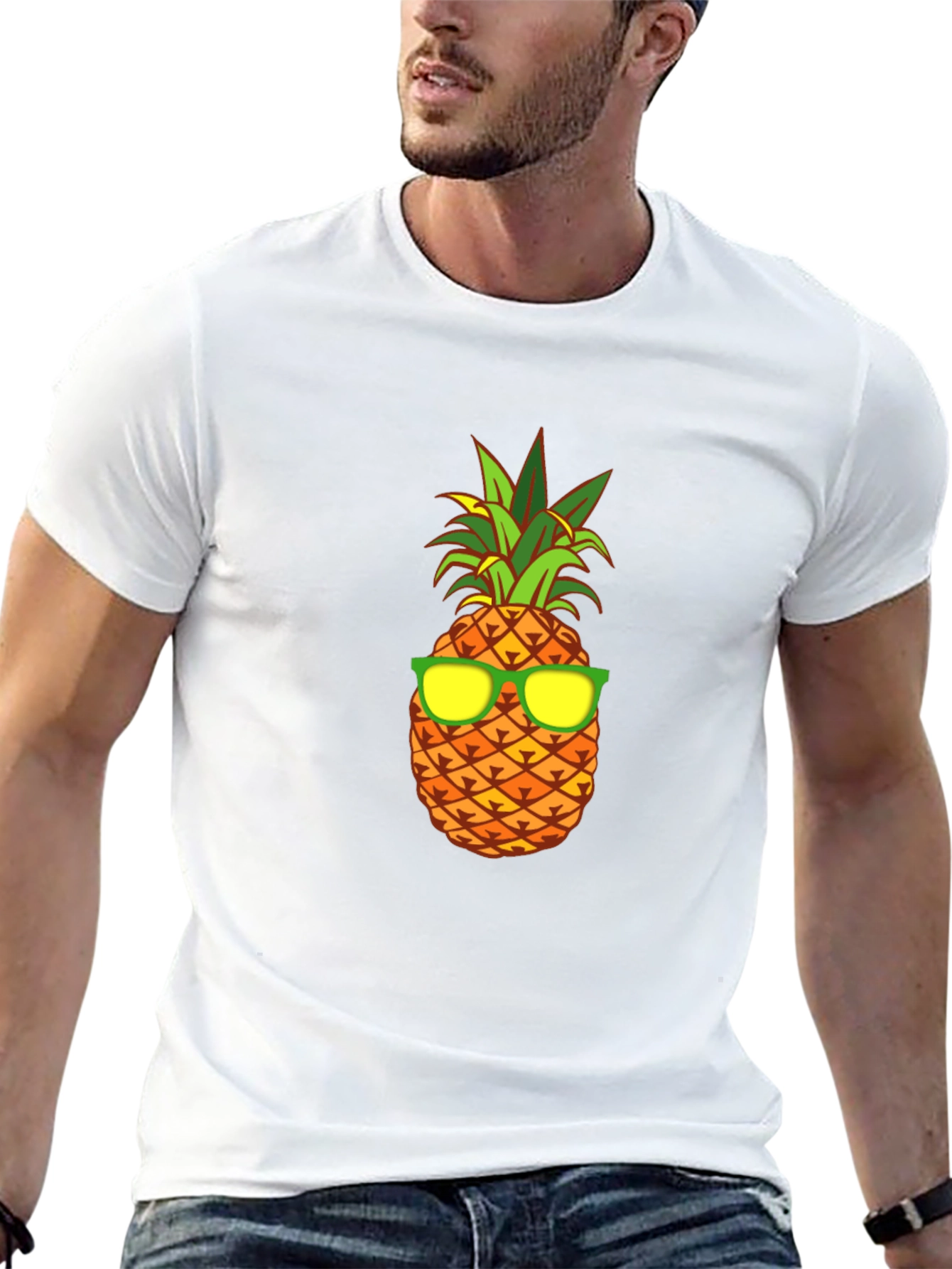 Black Cool Pineapple Graphic Tee - Black Cotton T-Shirt view 13
