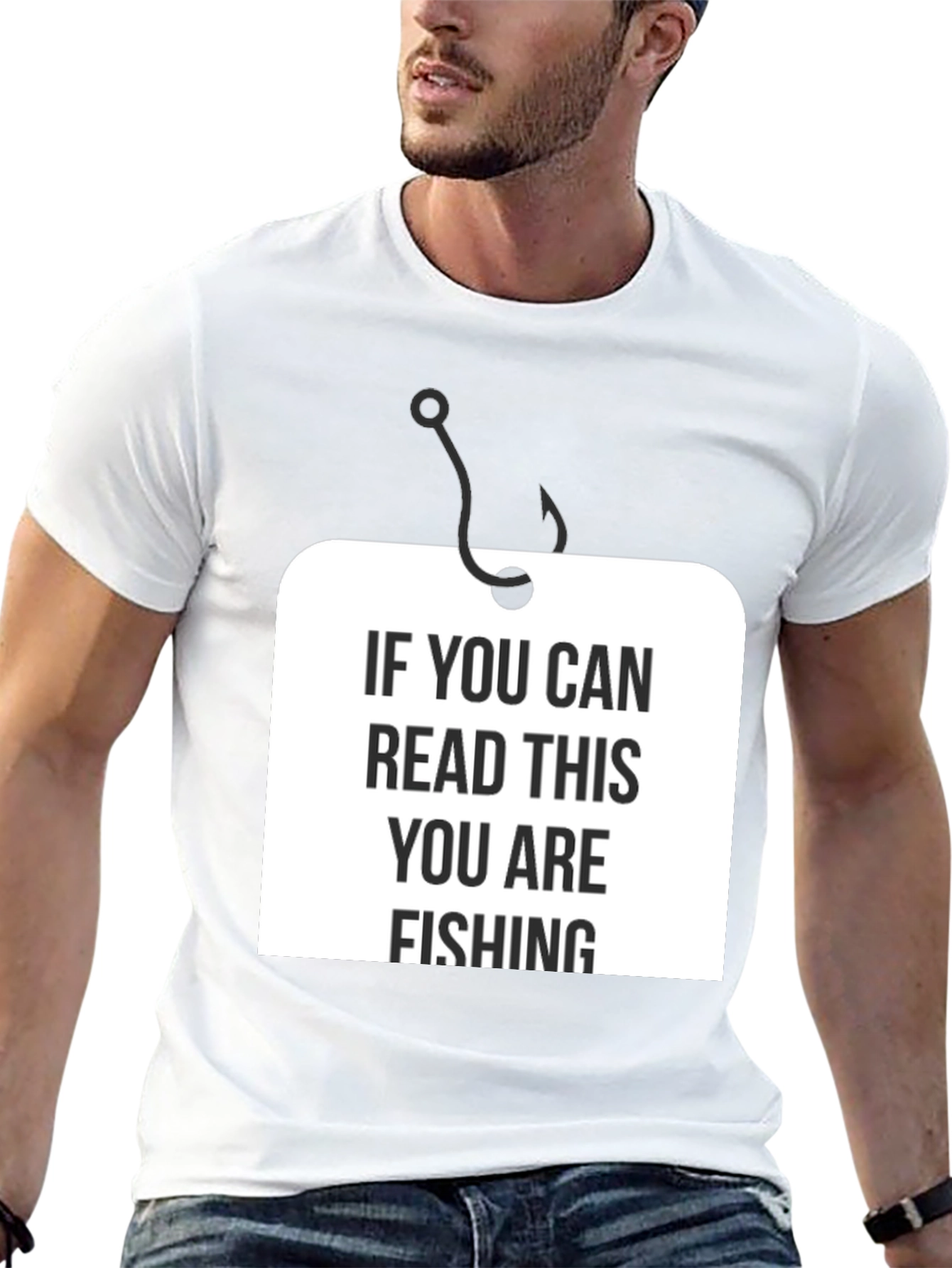 Black Funny Fishing T-Shirt - "If You Can Read This You Are Fishing" view 13