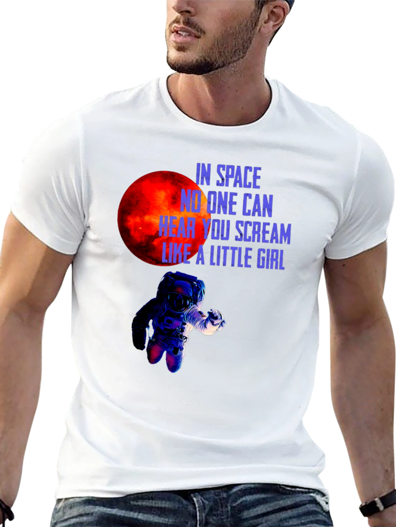 Black Space Scream Graphic Tee - Black Cotton T-Shirt view 13