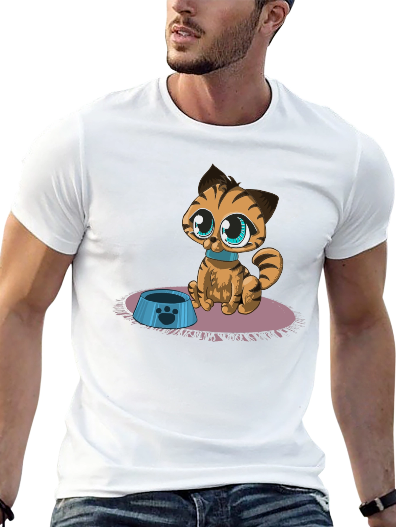 Black Cartoon Cat Graphic Tee - Cute Pet Lover Shirt view 13