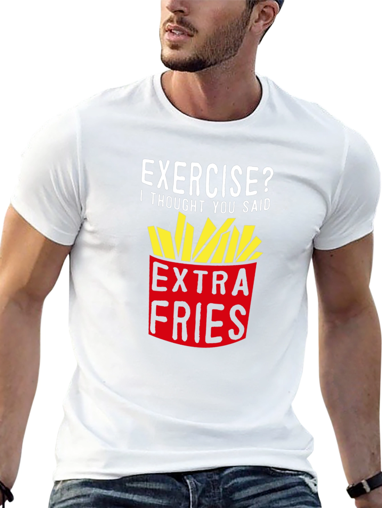 Black Extra Fries Graphic Tee - Funny Foodie Shirt view 13